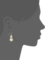 2028 Jewelry White Double Drop Faux Pearl Earrings