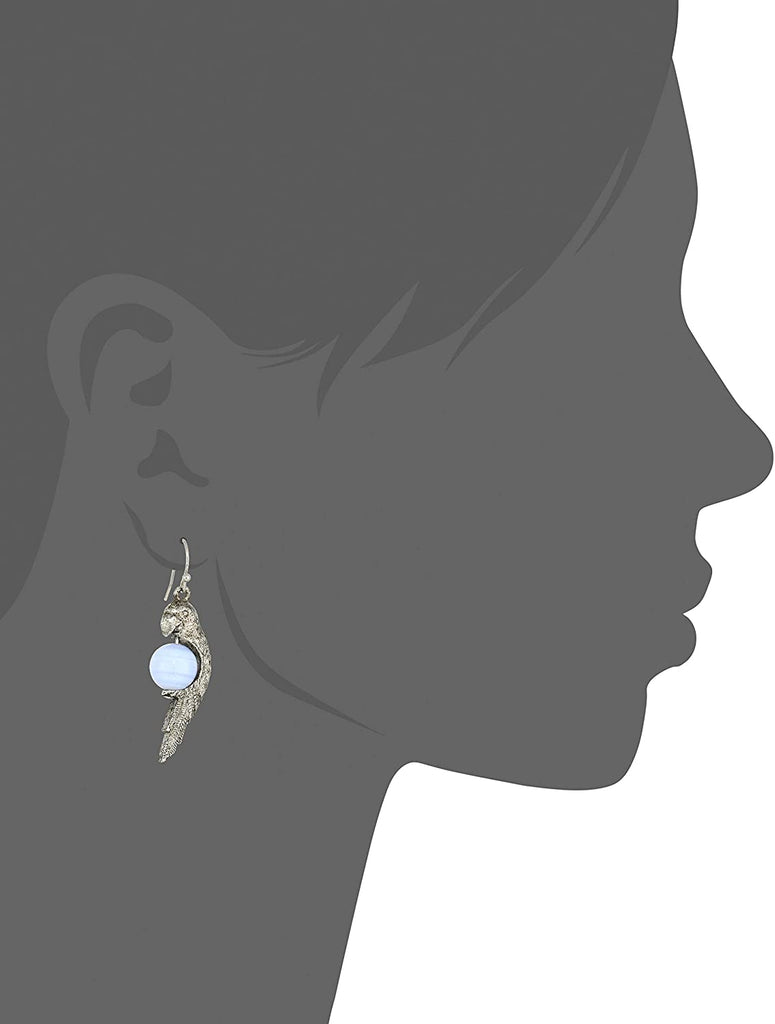 Pewter Parrot Gemstone Earrings Silhouette