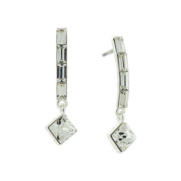 Silver Tone Drop Earrings Made With Austrian Crystals