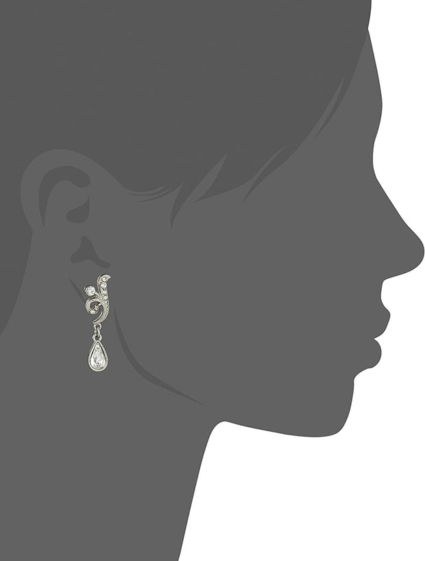 Silver-Tone Crystal Teardrop Earrings