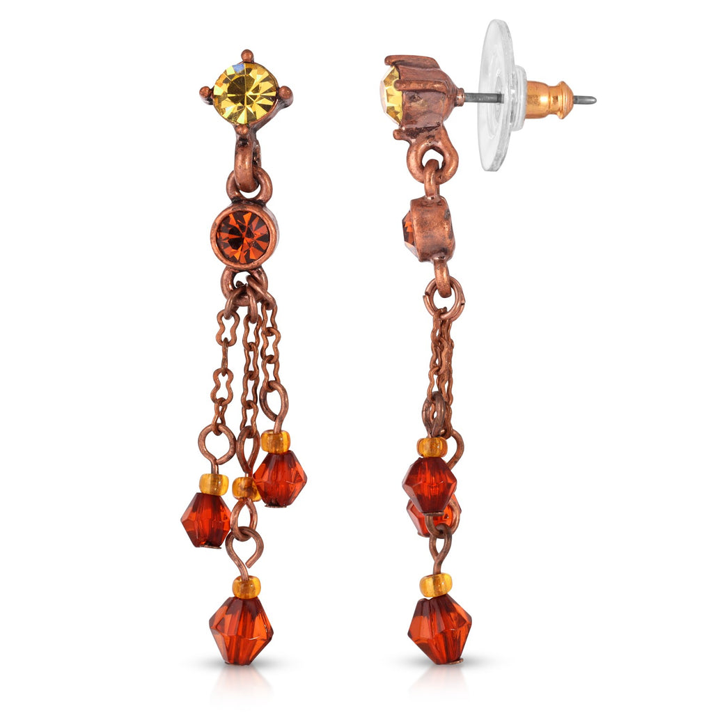 Copper Tone Light Colorado Topaz Tassel Earrings