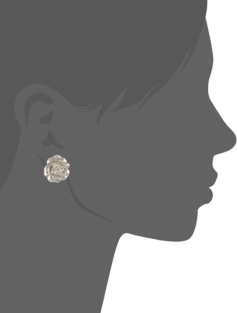 Flower Button Clip On Earrings Silhouette