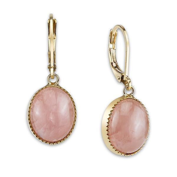 2028 Jewelry 14k Gold Dipped Rose Quartz Gemstone Oval Drop Earrings