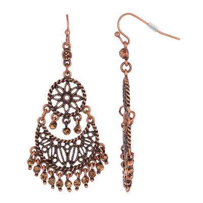 2028 Jewelry Burnt Copper Light Colorado Wire Chandelier Earrings