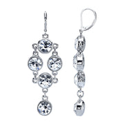 Silver Tone Crystal Chandelier Drop Earrings