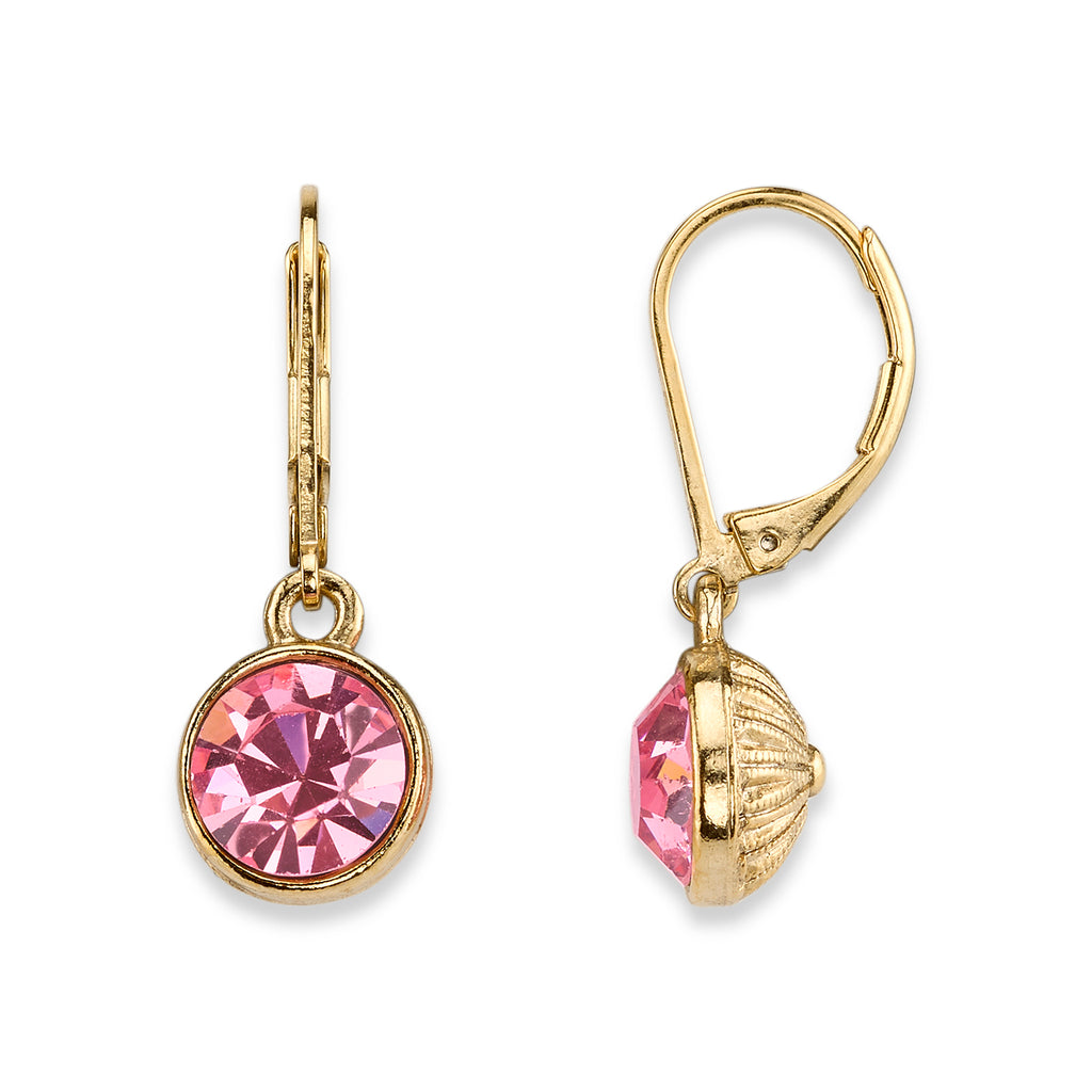 14K Gold Dipped Light Rose Pink Faceted Drop Earrings