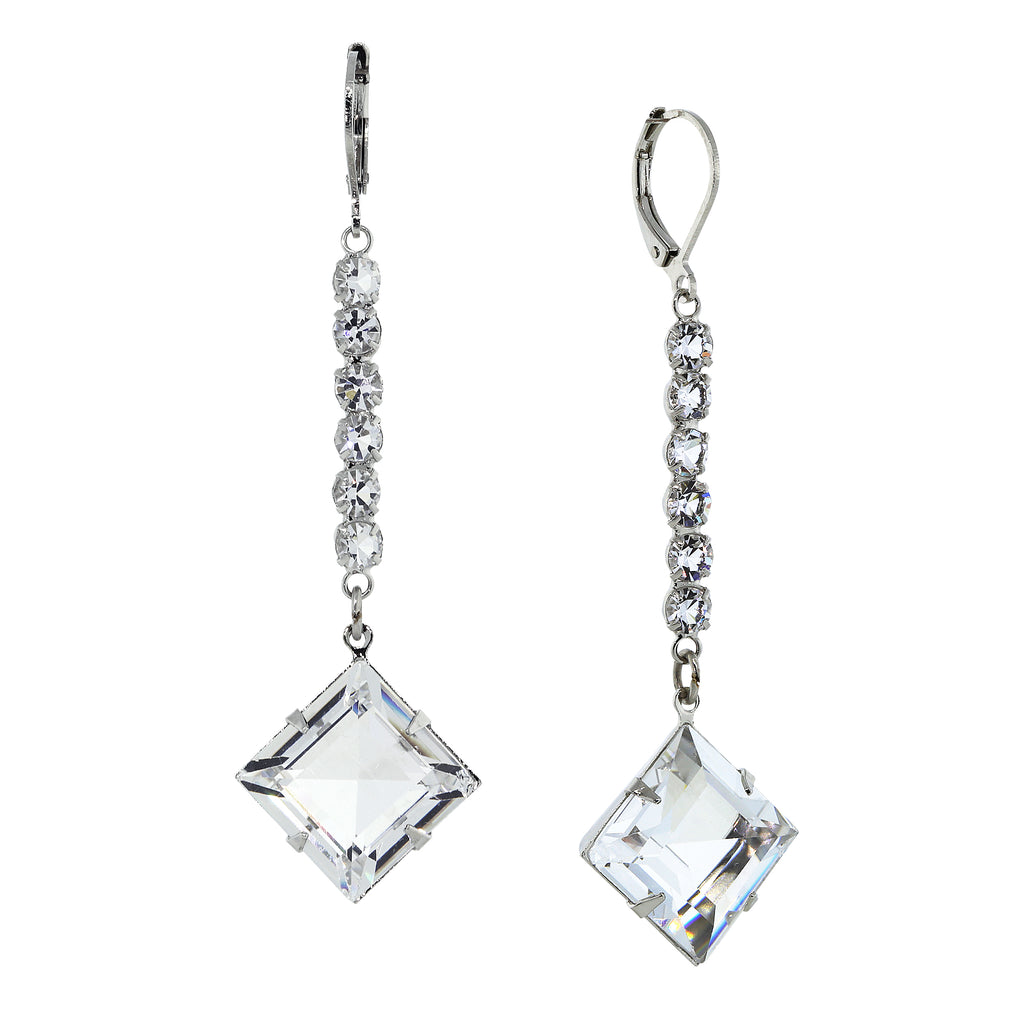 Genuine Austrian Diamond Shape Drop Linear Earrings