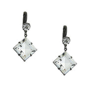 Black Tone Genuine Swarovski Crystal Diamond Shape Drop Earrings