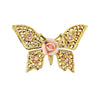 1928 Jewelry Light Rose Pink Austrian Crystal And Pink Porcelain Rose Butterfly Brooch