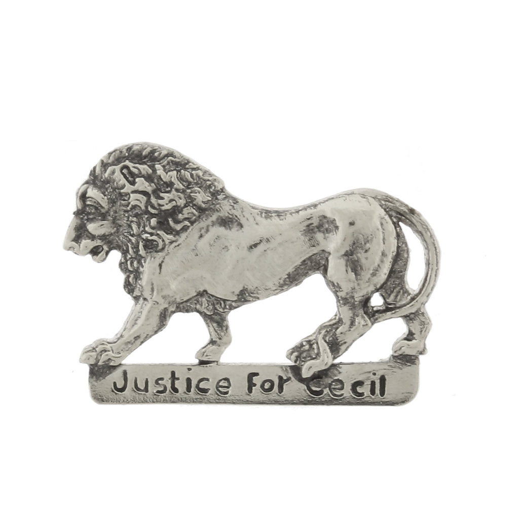 Silver Tone Justice For Cecil The Lion Pin