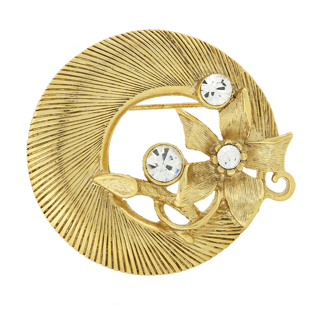 Gold Tone With Crystal Accent Round Pin