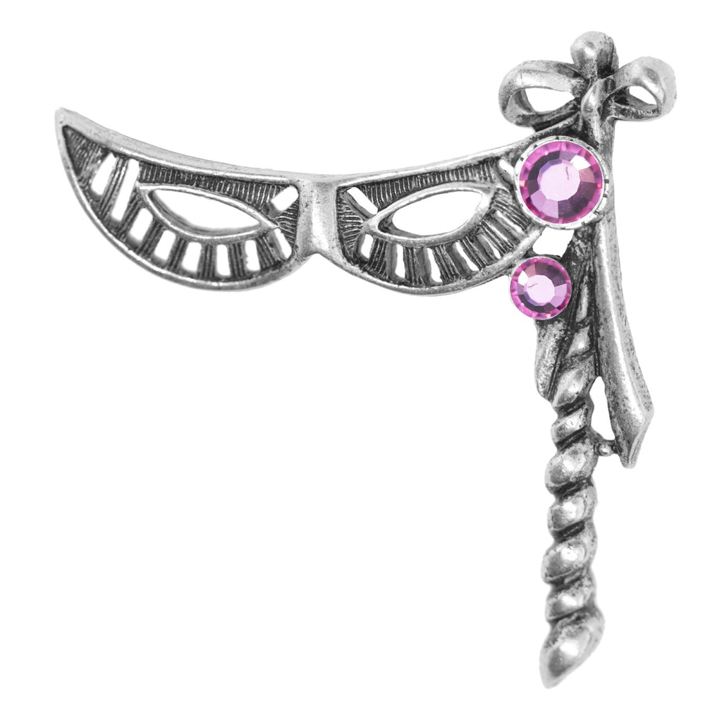 Pink Pewter Mysterious Masquerade Mask Pin