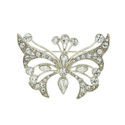 Silver Tone Crystal Butterfly Pin