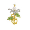 Antiquities Couture Two Tone Crystal Pave With Green Enamel Faux Pearl Pin