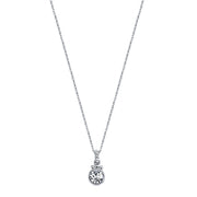 Silver Tone Crystal Pendant Necklace 16   19 Inch Adjustable