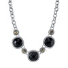2028 Jewelry Black Faceted Stone & Black Diamond Crystal Necklace 16
