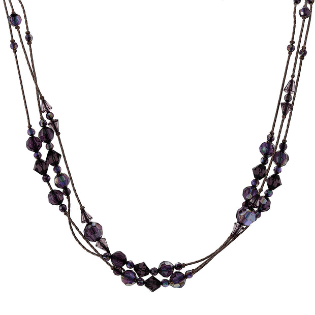 Ab Beaded Strand Necklace 16   19 Inch Adjustable Black