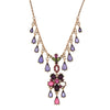 Antiquities Couture Rose Purple Pink And Green Multidrop Pendant Necklace 16