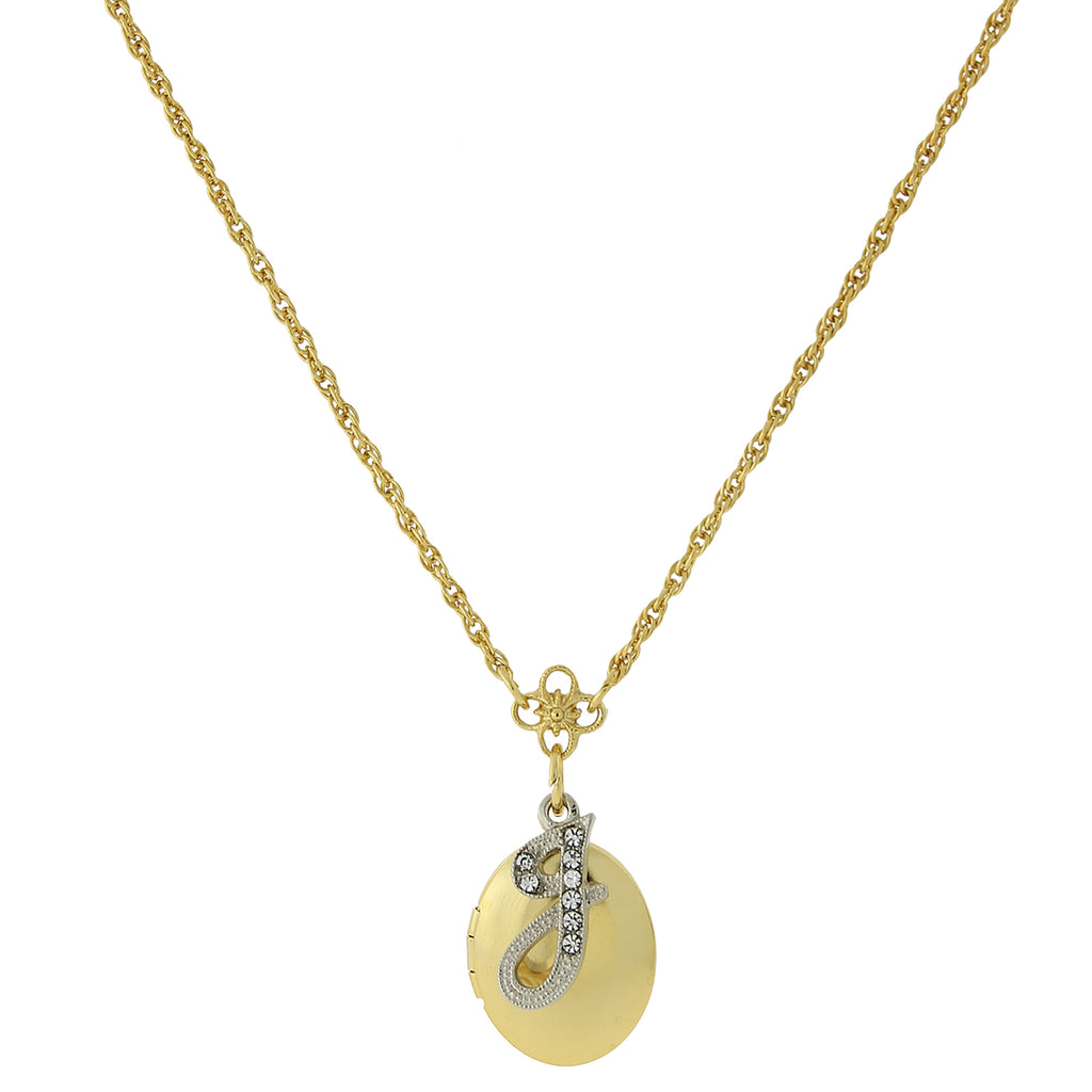 Gold Tone Locket And Silver Tone Crystal Initial Necklaces J