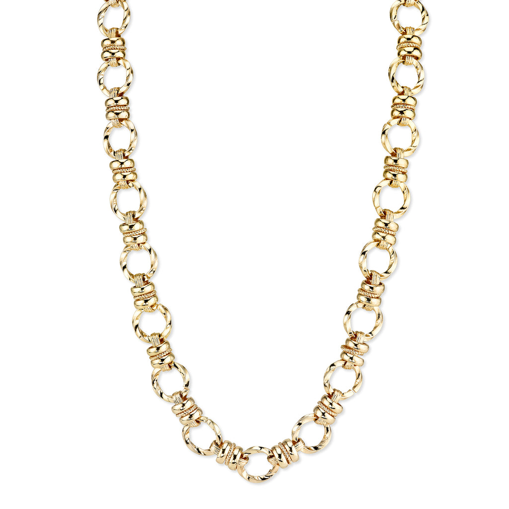 Textured Link Chain Necklace 16   19 Inch Adjustable Gold