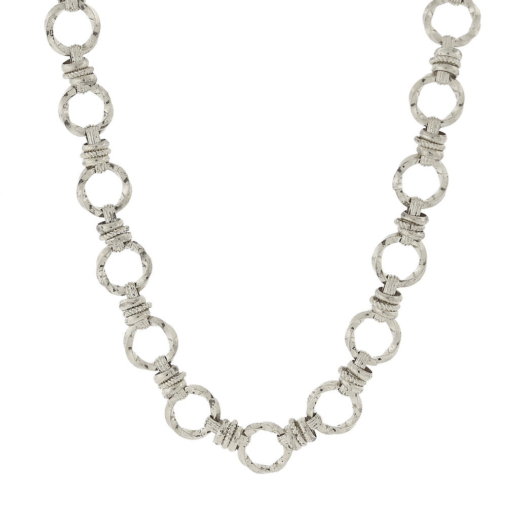 Textured Link Chain Necklace 16   19 Inch Adjustable