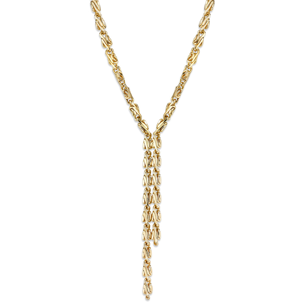 Gold Tone Fancy Link Chain Drop Necklace 16   19 Inch Adjustable