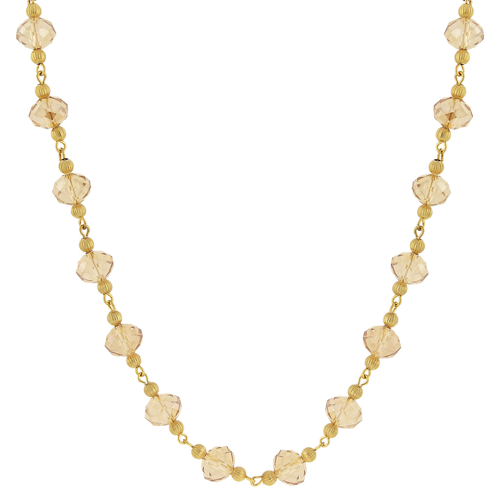 Gold Tone Beaded Necklace 16   19 Inch Adjustable