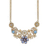 2028 Jewelry Blue With Clear Crystal And Faux Pearl Flower Bib Necklace 16