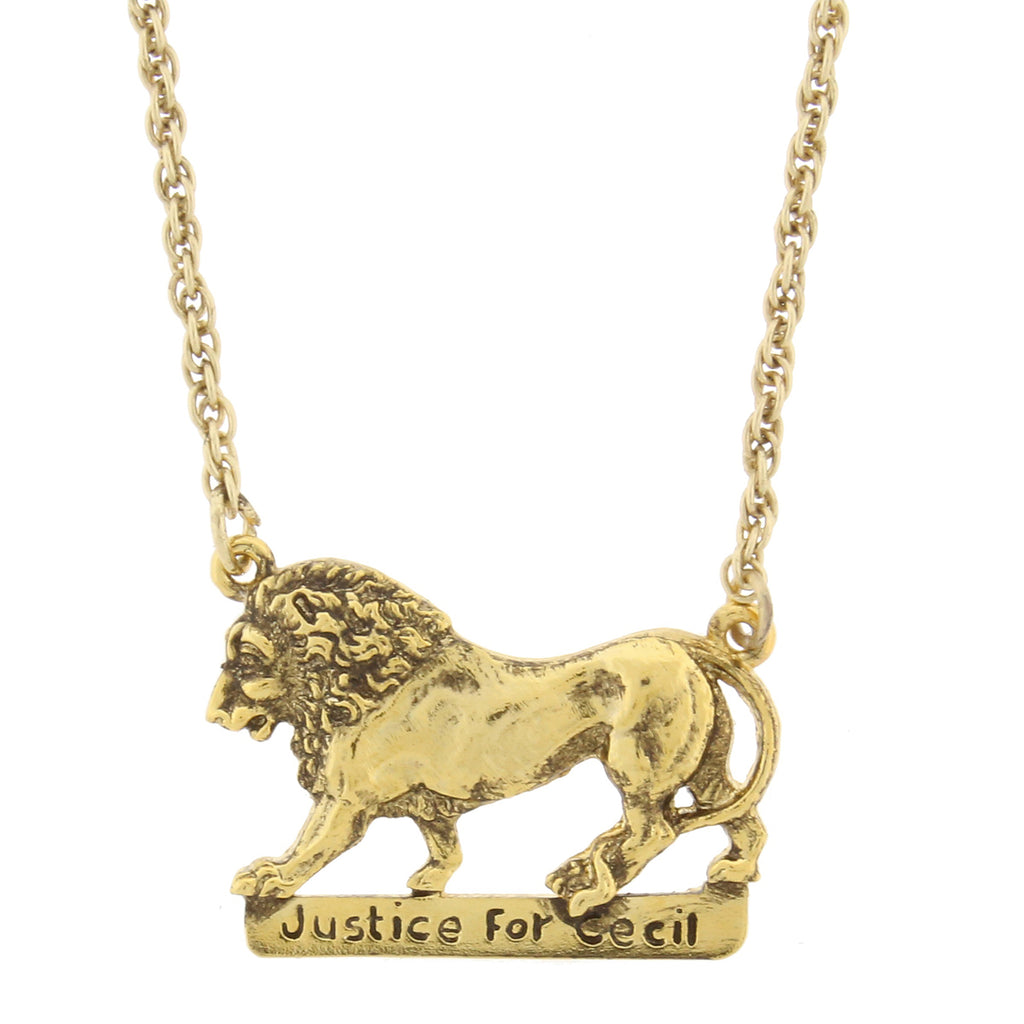 Justice For Cecil The Lion Necklace 16   19 Inch Adjustable Gold