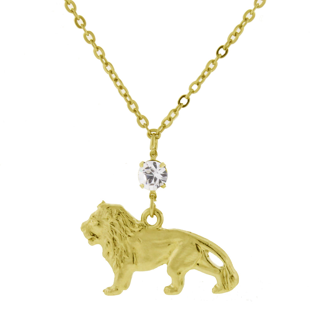 Crystal Cecil The Lion Necklace 16   19 Inch Adjustable Gold