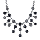 2028 Jewelry Mid Century Inspired Sunburst Glass Black Stone Bib Necklace 16" + 3" Extender