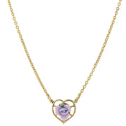 14K Gold Dipped Porcelain Rose Heart Necklace 16 In Purple
