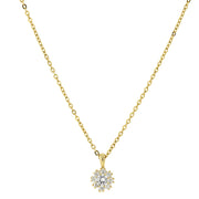 Cubic Zirconia Flower Setting Necklace 16   19 Inch Adjustable Gold