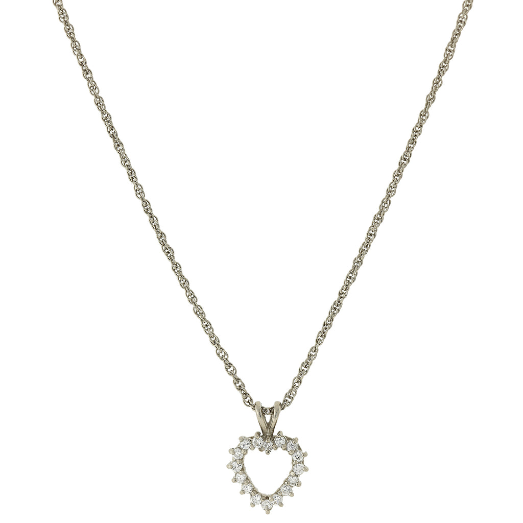 Cubic Zirconia Heart Necklace 16   19 Inch Adj.
