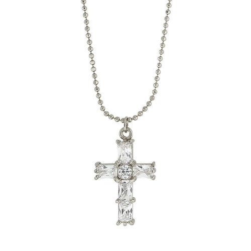 1928 Jewelry Cubic Zirconia Cross Pendant Necklace 18