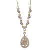 1928 Jewelry Crystal Filigree Teardrop Necklace 16