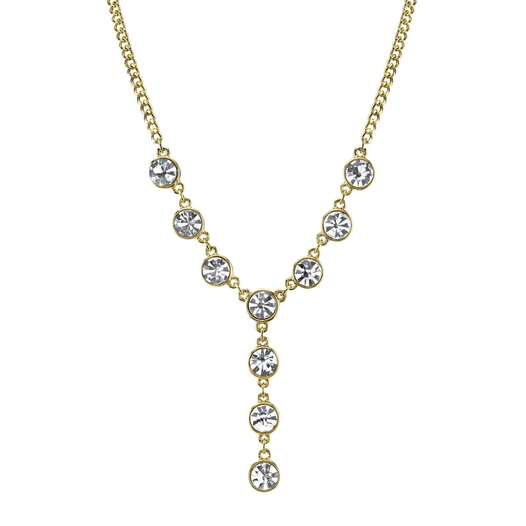 Gold Tone Crystal Y Necklace 16   19 Inch Adjustable