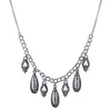 1928 Jewelry Hematite Glass Crystal Drop Necklace 16