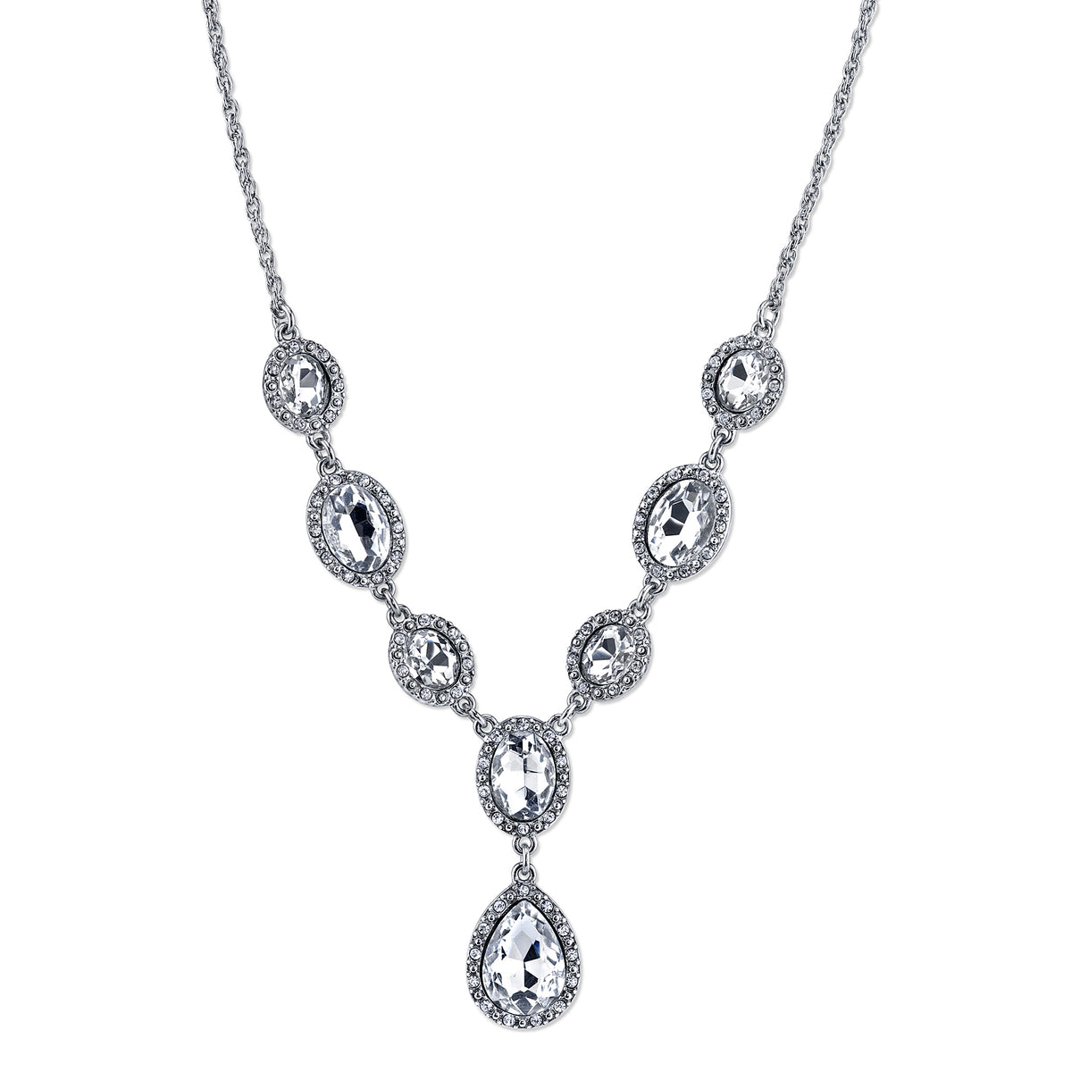 1928 Jewelry Multi Crystal Crystal Teardrop Y-Necklace 16