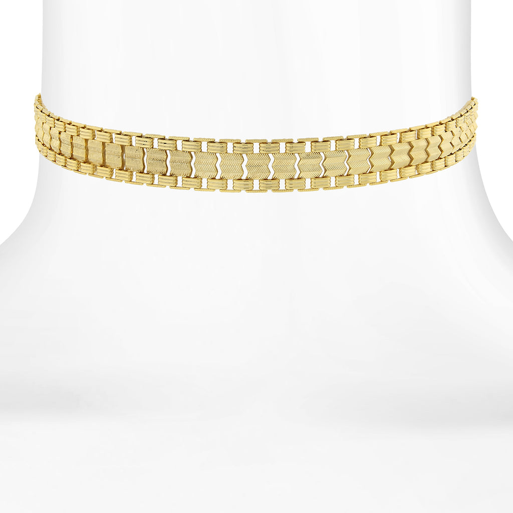 14K Gold Dipped Chain Choker Necklace 12 In Adj