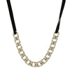 1928 Jewelry Silver Double Curb Chain Black Suede Necklace 16