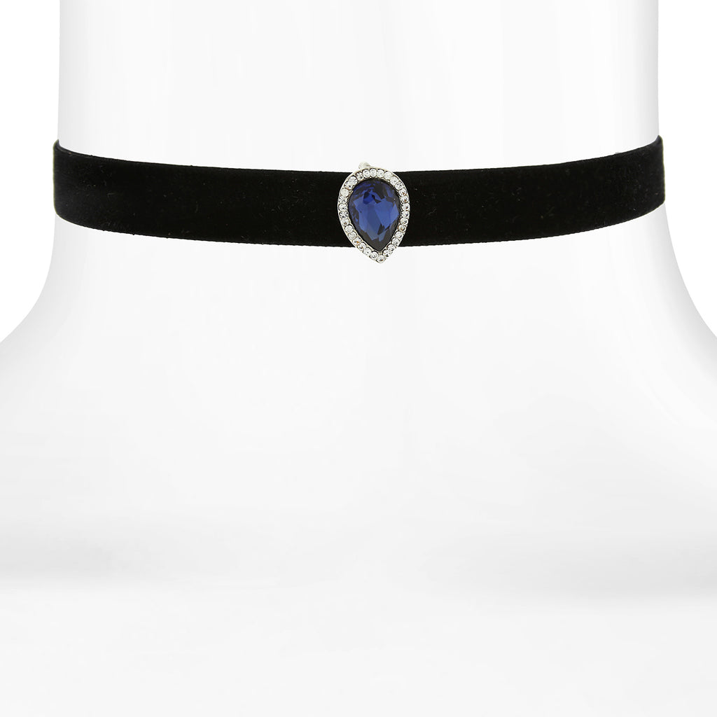 Faceted Pear Shape Montana Blue Stone Choker 11 - 16 Inch Adjustable
