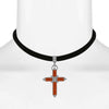 1928 Jewelry Austrian Carnelian Red Crystal Cross Black Velvet Choker Necklace 12