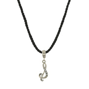 Black Cord Silver Tone Crystal Initial Necklaces S