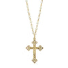 1928 Spiritual 4mm Faux Pearl Chain Gold Crucifix Cross Pendant Necklace 16