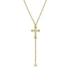 1928 Spiritual Gold Cross Round Clear Crystal Y-Necklace 15