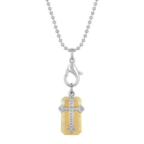 1928 Spiritual Dog Tag And Cross Charm Pendant Necklace 16