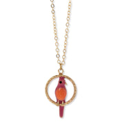 Orange Gold  Pewter Enamel Parrot Hoop Necklace 16 - 19 Inch Adjustable