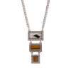 1928 Jewelry Tigers Eye Gemstone Rectangle Square Drop Necklace 16