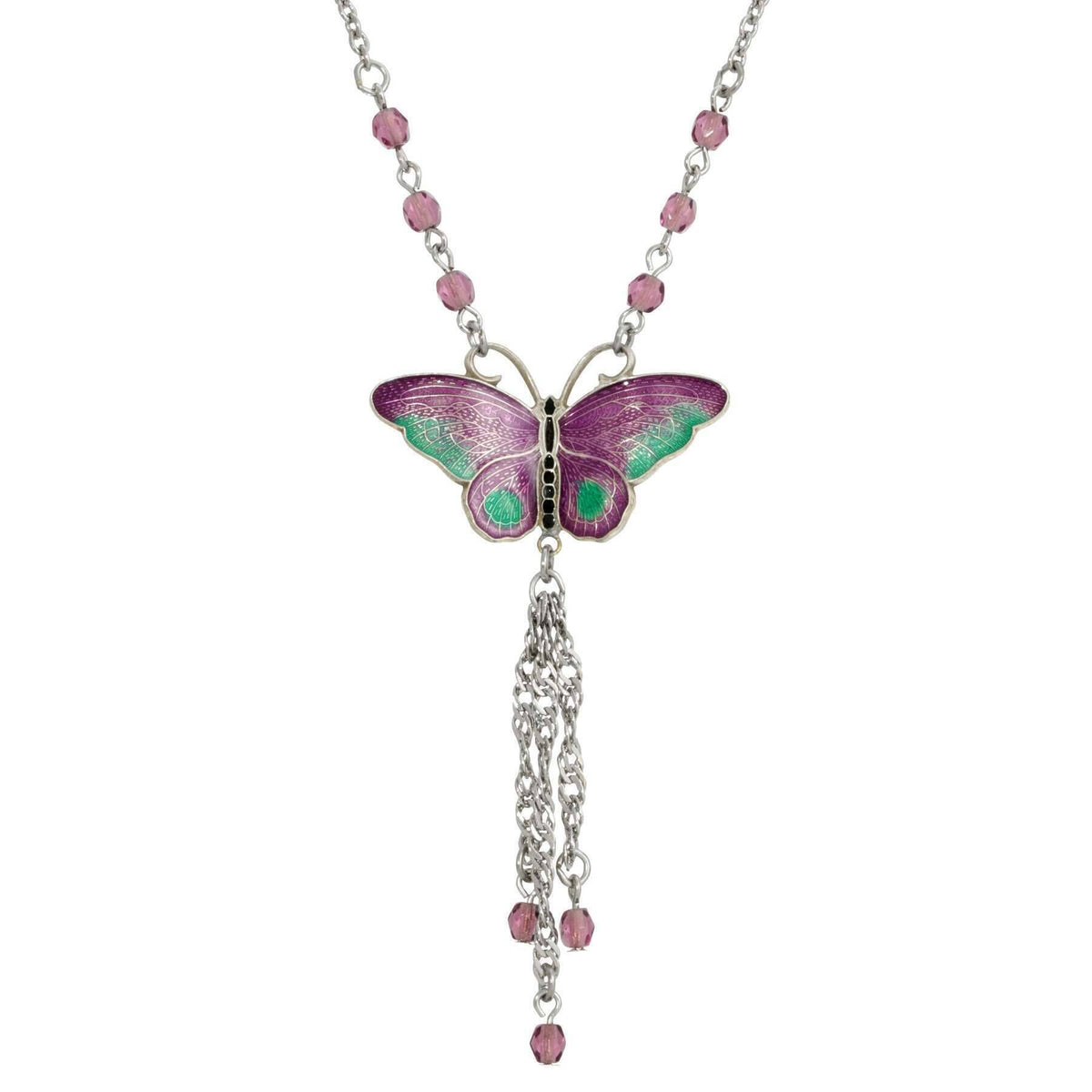 1928 Jewelry Women's Butterfly Enamel Necklace - Blue Ombre Pendant, 16-19 Inch Adjustable - View #5